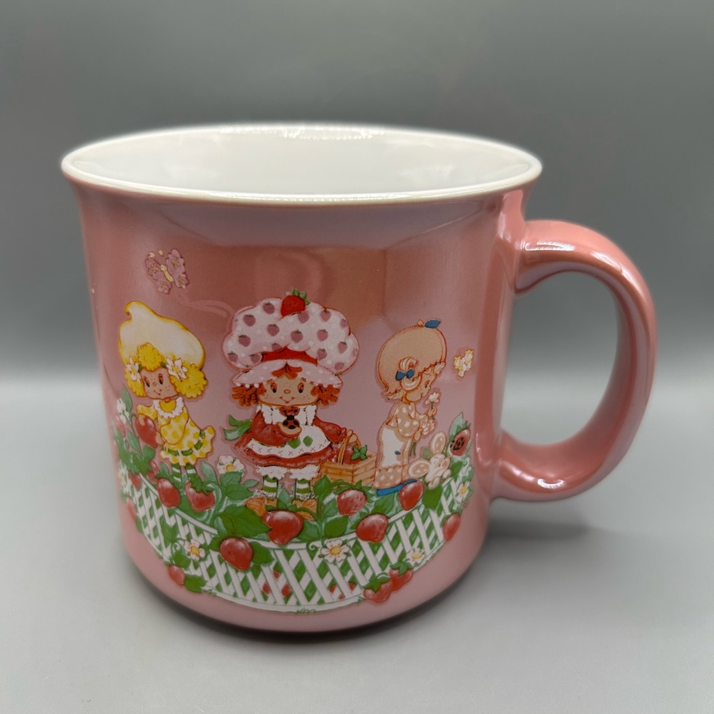 STRAWBERRY SHORTCAKE And FRIENDS Iridescent Mug Retro Style LEMON APRICOT NEW